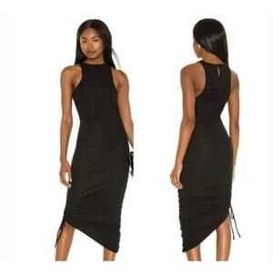 Michael Costello x Revolve Ruched Asymmetrical Hem Midi Dress Size Small Women's